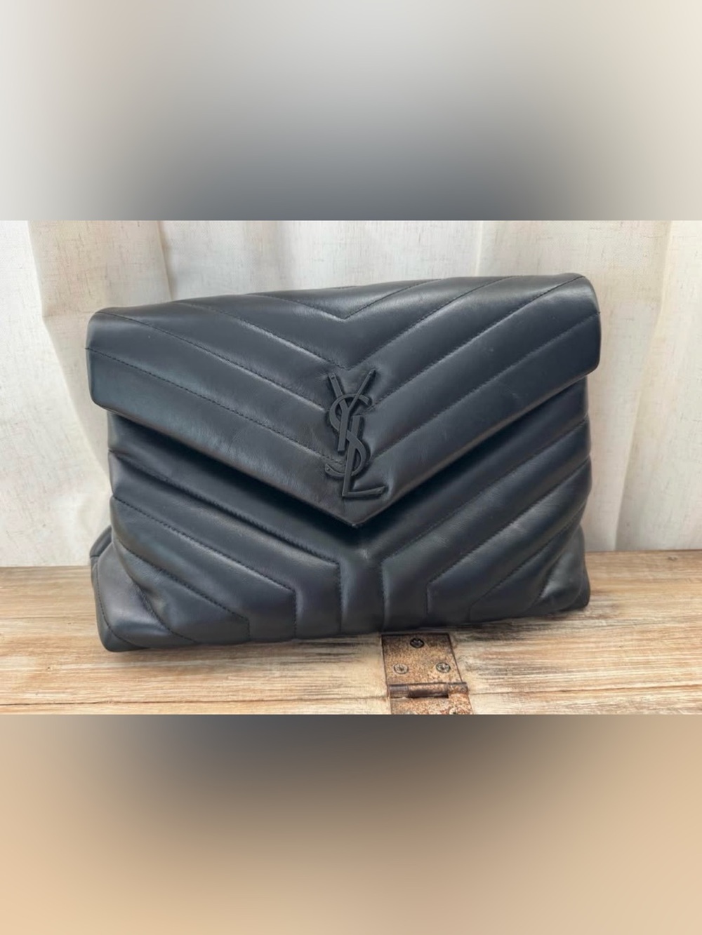 Saint Laurent “So Black” Chevron Loulou Shoulder Bag – Medium
